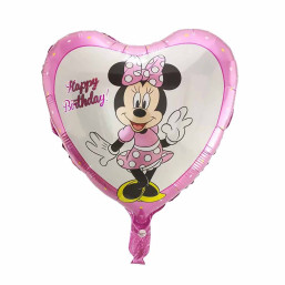 Foil Balloon - Heart - Minnie, Happy Birthday